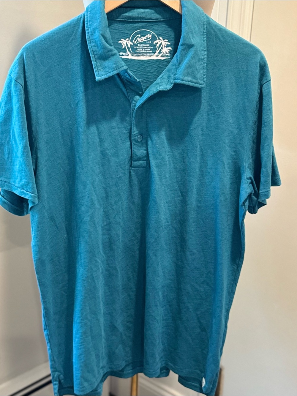 Grayers Turquoise Madison Jaspe Loose Knit Polo | Slub Cotton | Size Large NWT